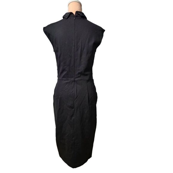 Eva Franco Knit Lace Trim Midi Dress in Black - Picture 3 of 5